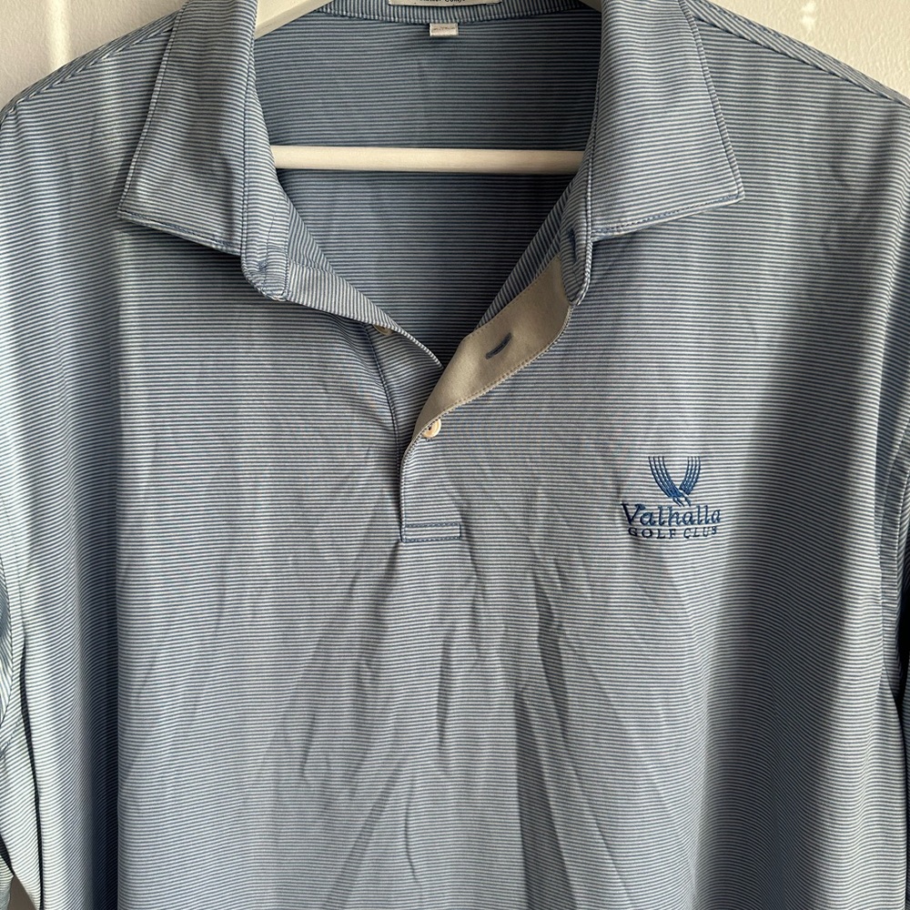 Peter Millar Men’s Striped Golf Polo with Valhalla Golf Club logo